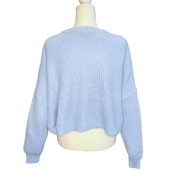 Light Blue Chunky Knit Sweater NWT - Picture 3 of 3